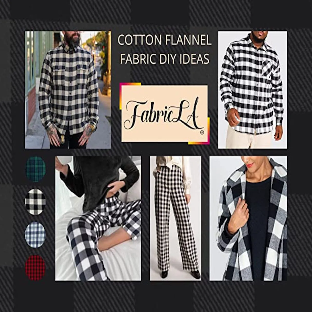 100% Cotton Flannel Fabric | 60 inches Wide | Sold By The Yard | Blanket, Pillowcases, Quilting, Sewing, PJ, Shirt, | Black & White | 23