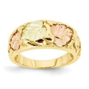 10k Tri-color Black Hills Gold Womens Wedding Band Ring