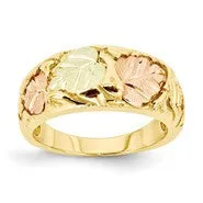 10k Tri-color Black Hills Gold Womens Wedding Band Ring