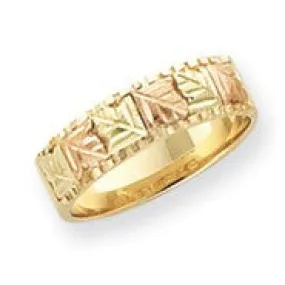 10k Tri-color Black Hills Gold Womens Wedding Band Ring