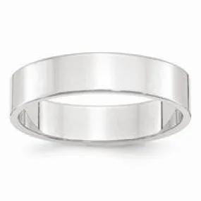 10k White Gold 5mm Lightweight Flat Wedding Band Ring