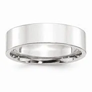 10k White Gold 6mm Standard Flat Comfort Fit Wedding Band Ring