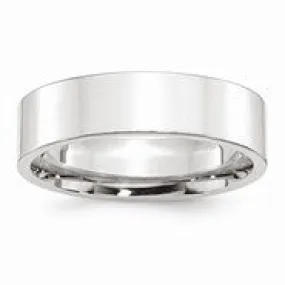 10k White Gold 6mm Standard Flat Comfort Fit Wedding Band Ring