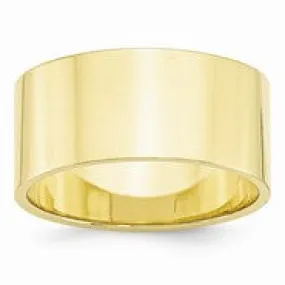 10k Yellow Gold 10mm Lightweight Flat Wedding Band Ring
