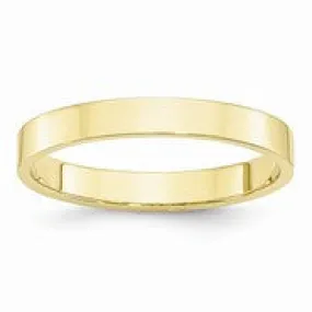10k Yellow Gold 3mm Lightweight Flat Wedding Band Ring