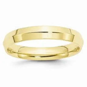 10k Yellow Gold 4mm Knife Edge Comfort Fit Wedding Band Ring