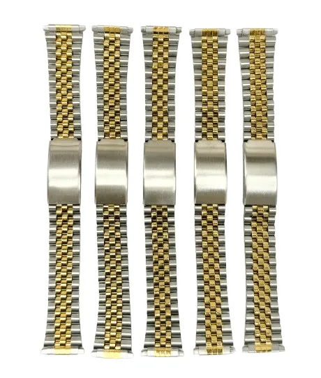 16-22 MM Jubilee 2-tone (GOLD & SILVER) Metal Band with Regular Fold Over Clasp