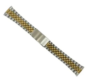 16-22 MM Jubilee 2-tone (GOLD & SILVER) Metal Band with Regular Fold Over Clasp