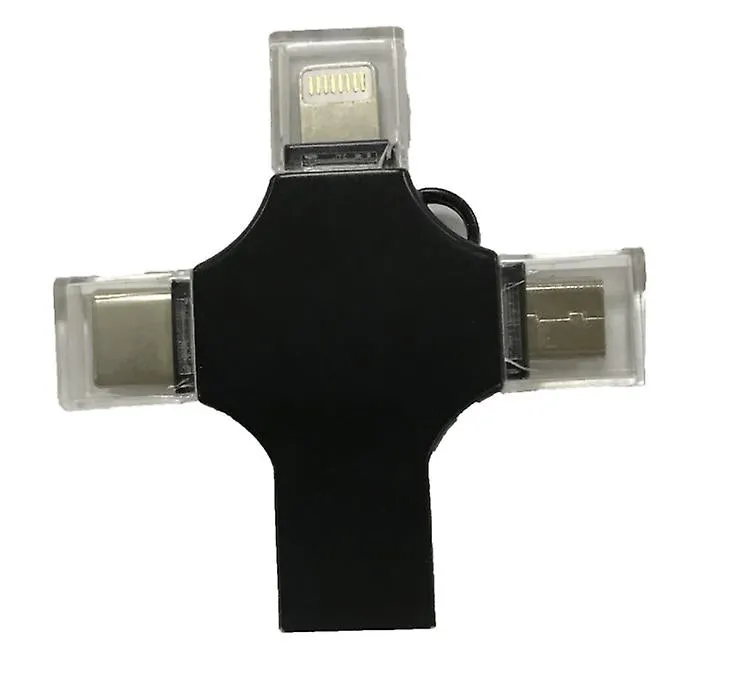 16GB silver 4 in 1 USB Flash Drive Compatible With iPhone, Micro USB & Type C Devices AZ21776