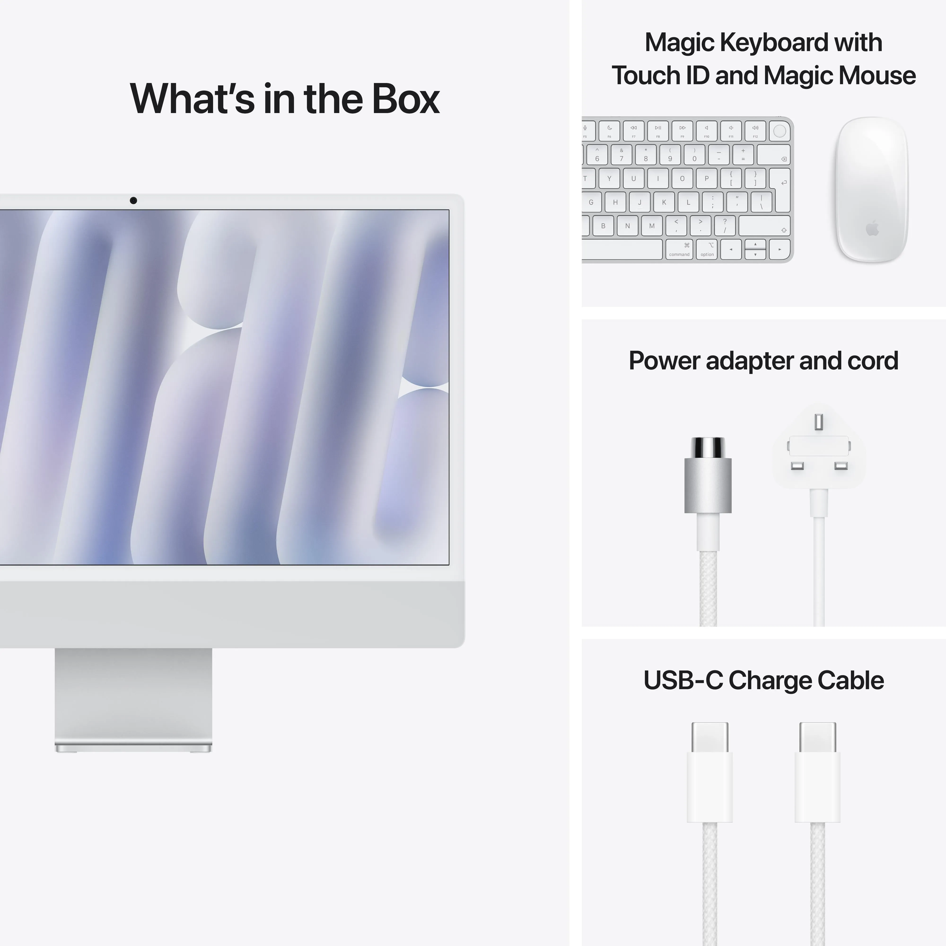 24-inch iMac with Retina 4.5K display: Apple M4 chip with 10-core CPU and 10-core GPU, 512GB SSD - Silver