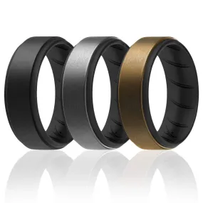 3 Pack - Silicone Ring For Men-  Breathable Comfort Fit Step Edge