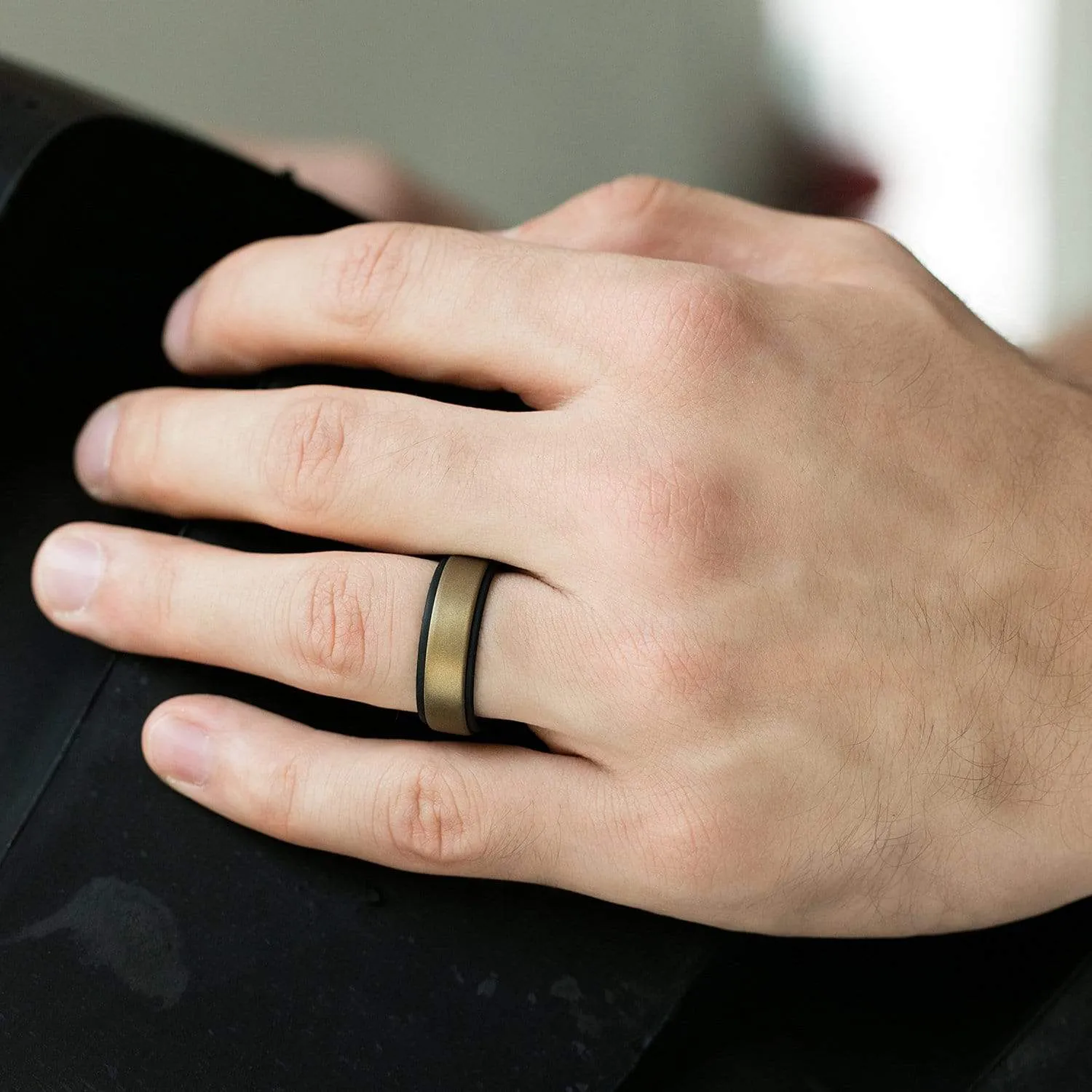 3 Pack - Silicone Ring For Men-  Breathable Comfort Fit Step Edge