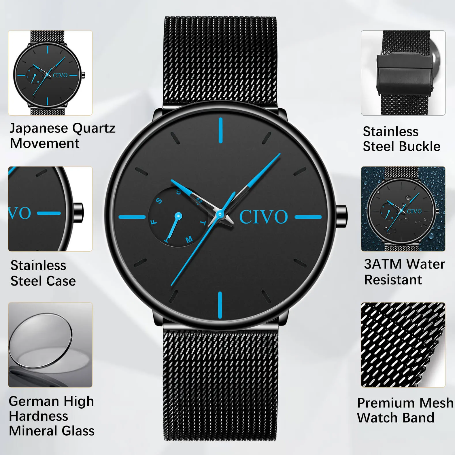 8052C | Quartz Men Watch | Mesh Band