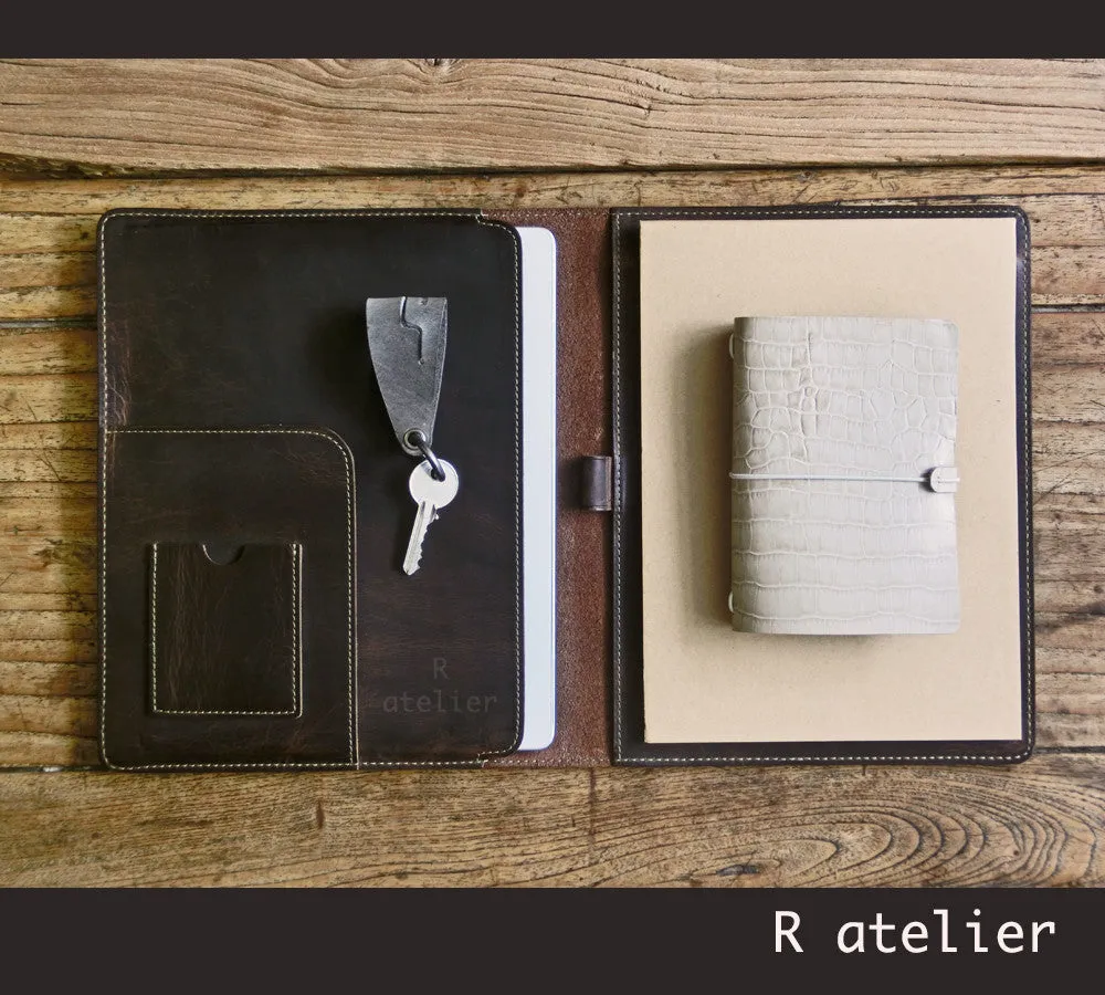A5 / iPad Mini Leather Notepad Portfolio Case