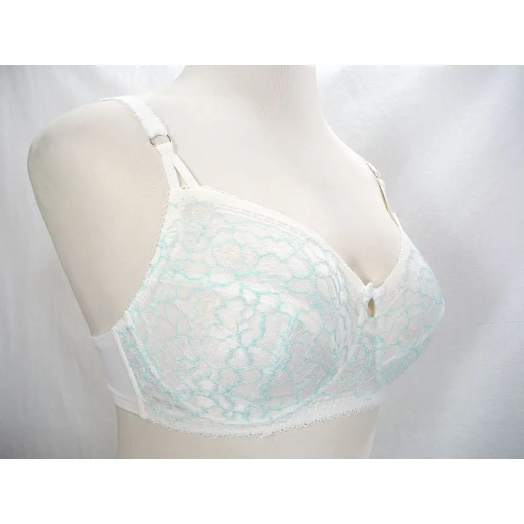 Amoena 43920 Adriana Lace Wire Free Mastectomy Bra 32A Teal & Ivory NWT