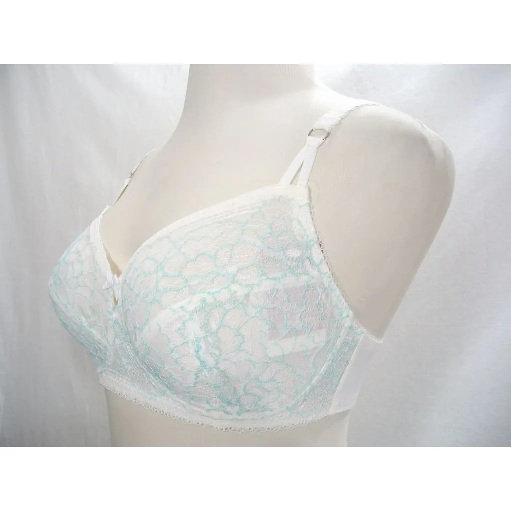 Amoena 43920 Adriana Lace Wire Free Mastectomy Bra 32A Teal & Ivory NWT