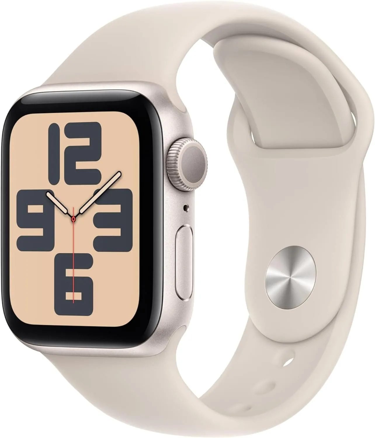 Apple Watch SE 2nd Gen, 2023, GPS, 40mm Smartwatch - Starlight Aluminium Case with Starlight Sport Band (S/M)