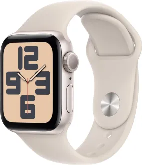 Apple Watch SE 2nd Gen, 2023, GPS, 40mm Smartwatch - Starlight Aluminium Case with Starlight Sport Band (S/M)