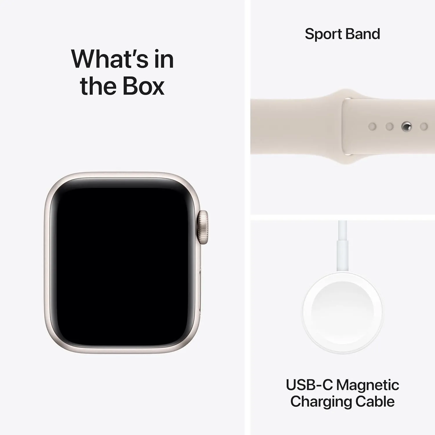Apple Watch SE 2nd Gen, 2023, GPS, 40mm Smartwatch - Starlight Aluminium Case with Starlight Sport Band (S/M)
