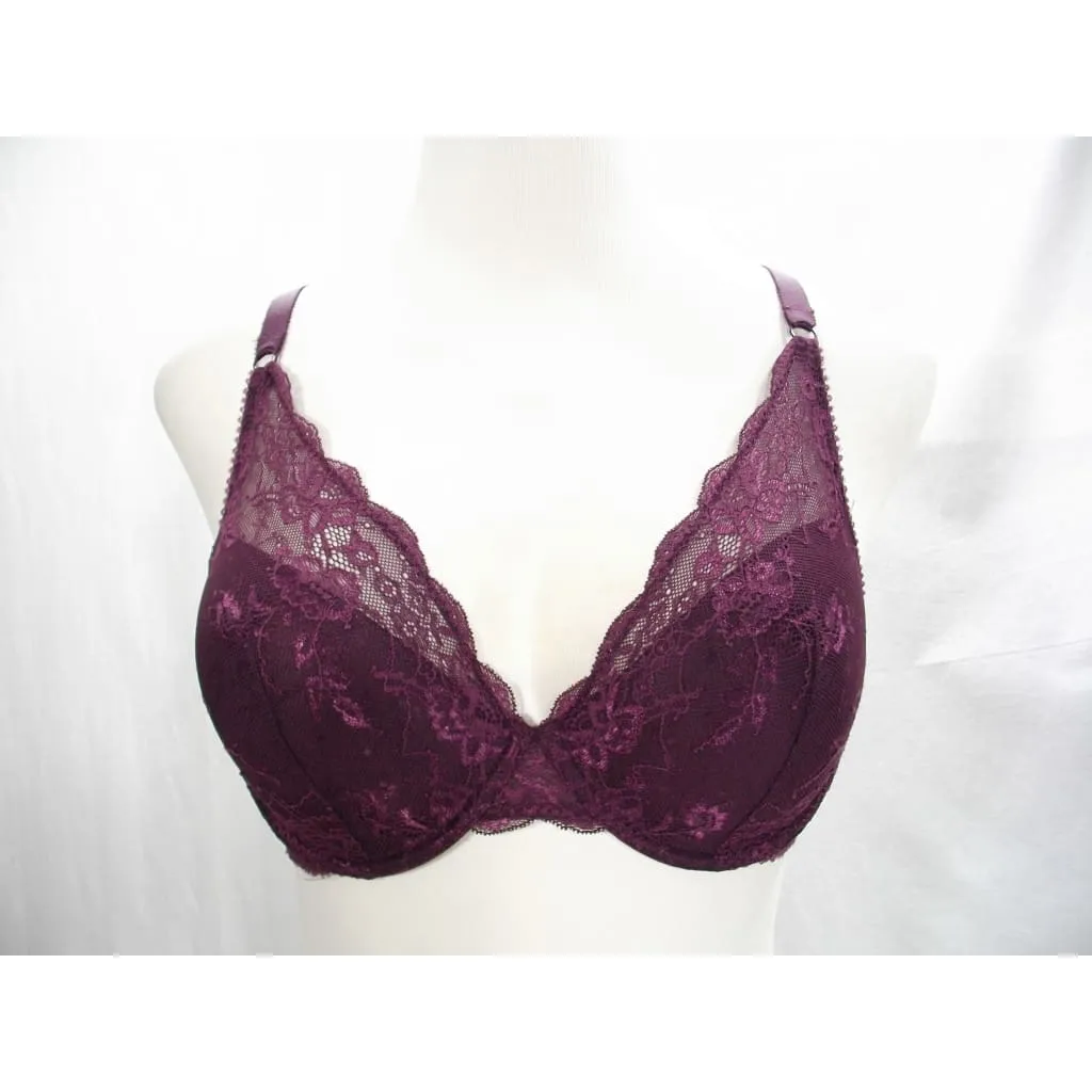 Apt. 9 Intimates Lace Overlay Contour Cup Underwire Bra 36D Deep Burgundy