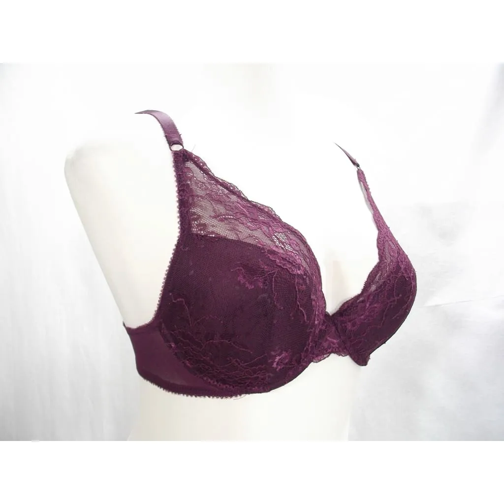 Apt. 9 Intimates Lace Overlay Contour Cup Underwire Bra 36D Deep Burgundy