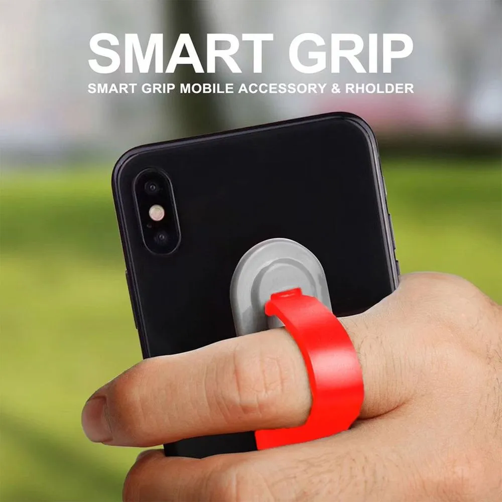 Aquarius Universal Finger Grip Ring Band Smart Mobile Phone Holder - Red