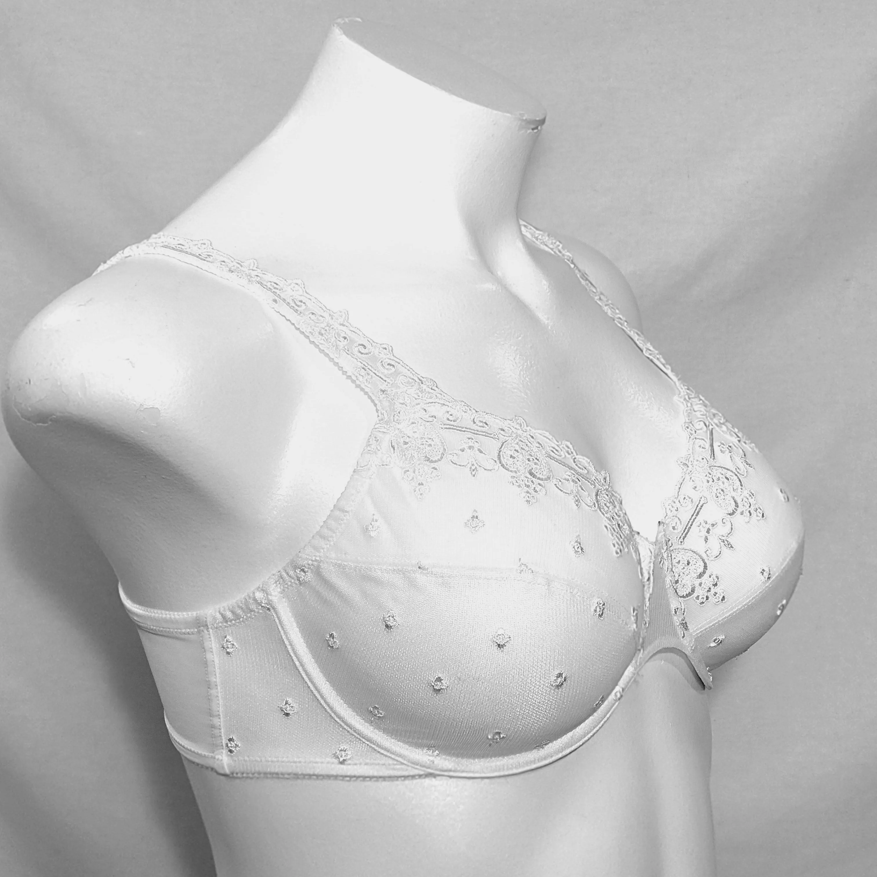 Bali 3573 Semi Sheer Lace Desire Minimizer Underwire Bra 40C White