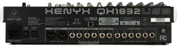Behringer Xenyx QX1832USB Premium 18-Input 3/2-Bus Mixer with XENYX Mic Preamps and Compressors, Klark Teknik Multi-FX Processor, Wireless Option and USB/Audio Interface