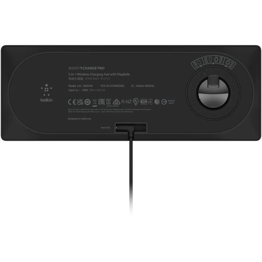 Belkin BoostUp Charge Pro 3-in-1 Wireless Charging Pad with MagSafe (Black)