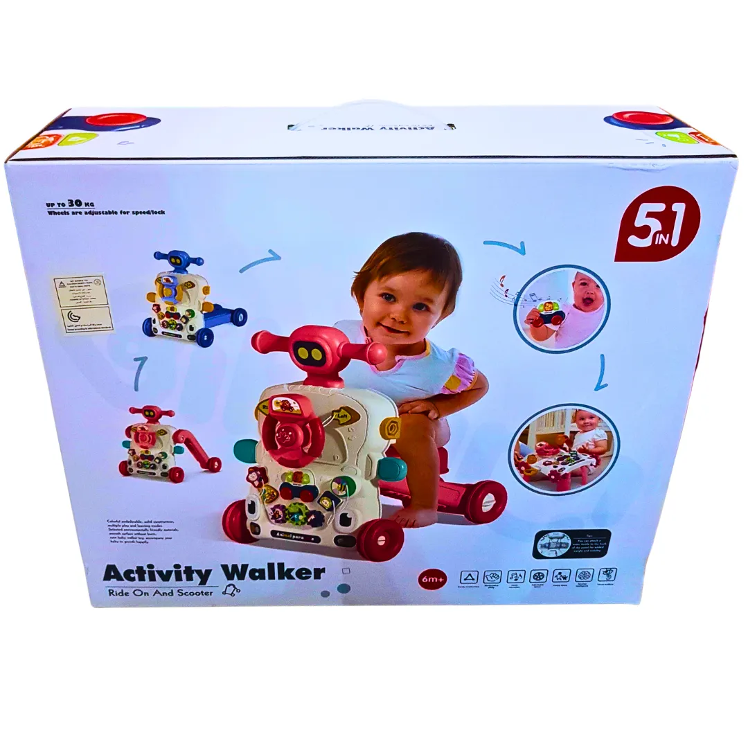 Bibi-inn 5-in-1 Activity Walker – Ride-On, Scooter, and Baby Walker with Lights, Sounds & Play Features | For Ages 6  Months