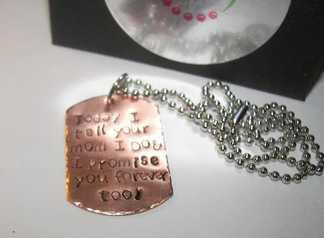Blended Family Gift Today I tell Your Mom / Dad I Do, Son of the Bride/ groom gift, Step son or Adoptive songift,  hand stamped jewelry