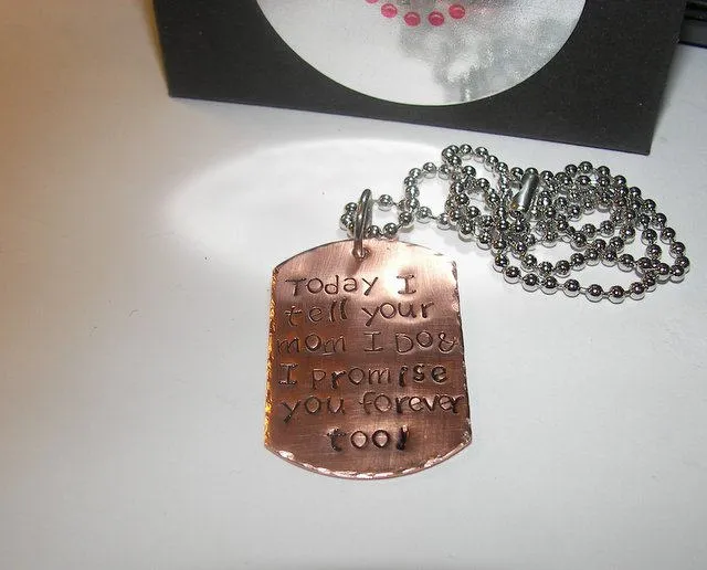 Blended Family Gift Today I tell Your Mom / Dad I Do, Son of the Bride/ groom gift, Step son or Adoptive songift,  hand stamped jewelry