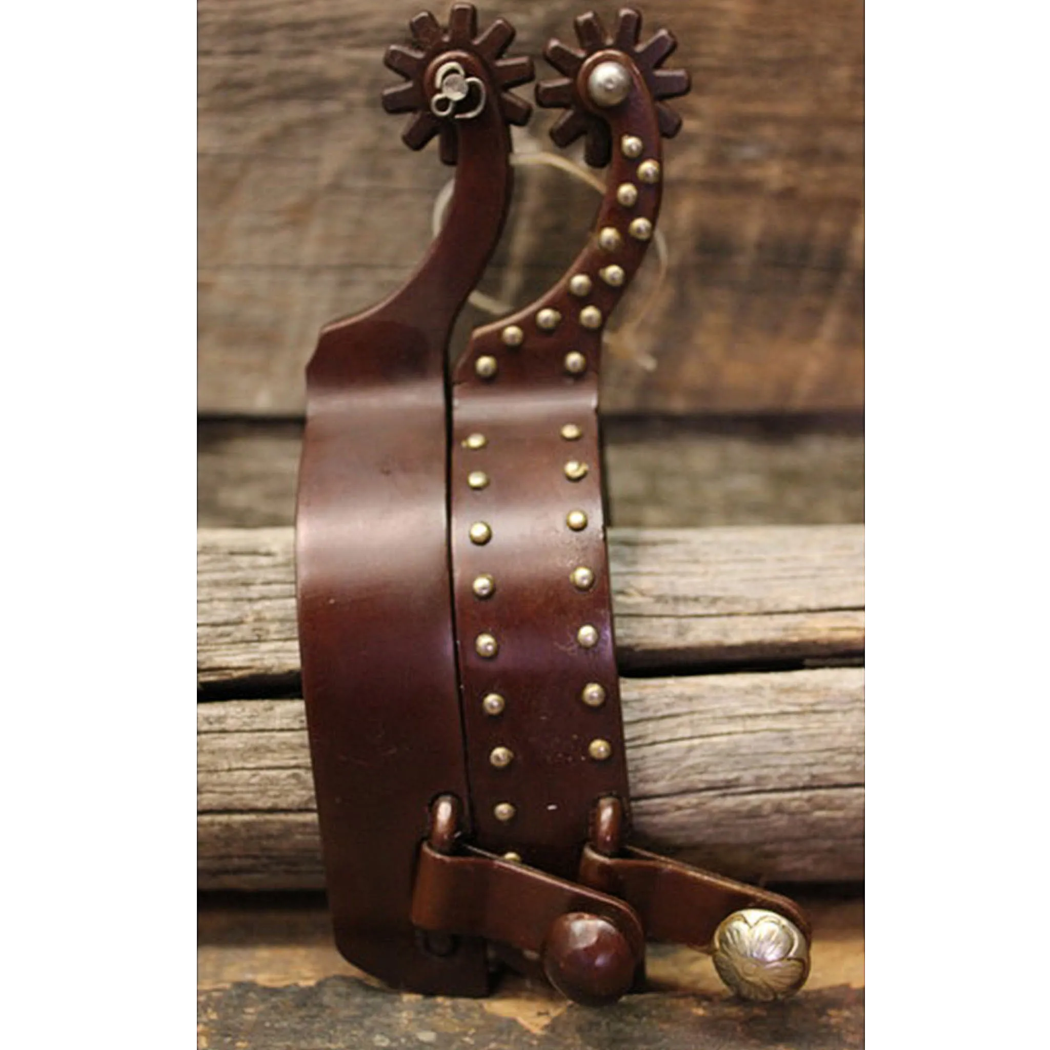 Brown Steel Spurs with Dot Band