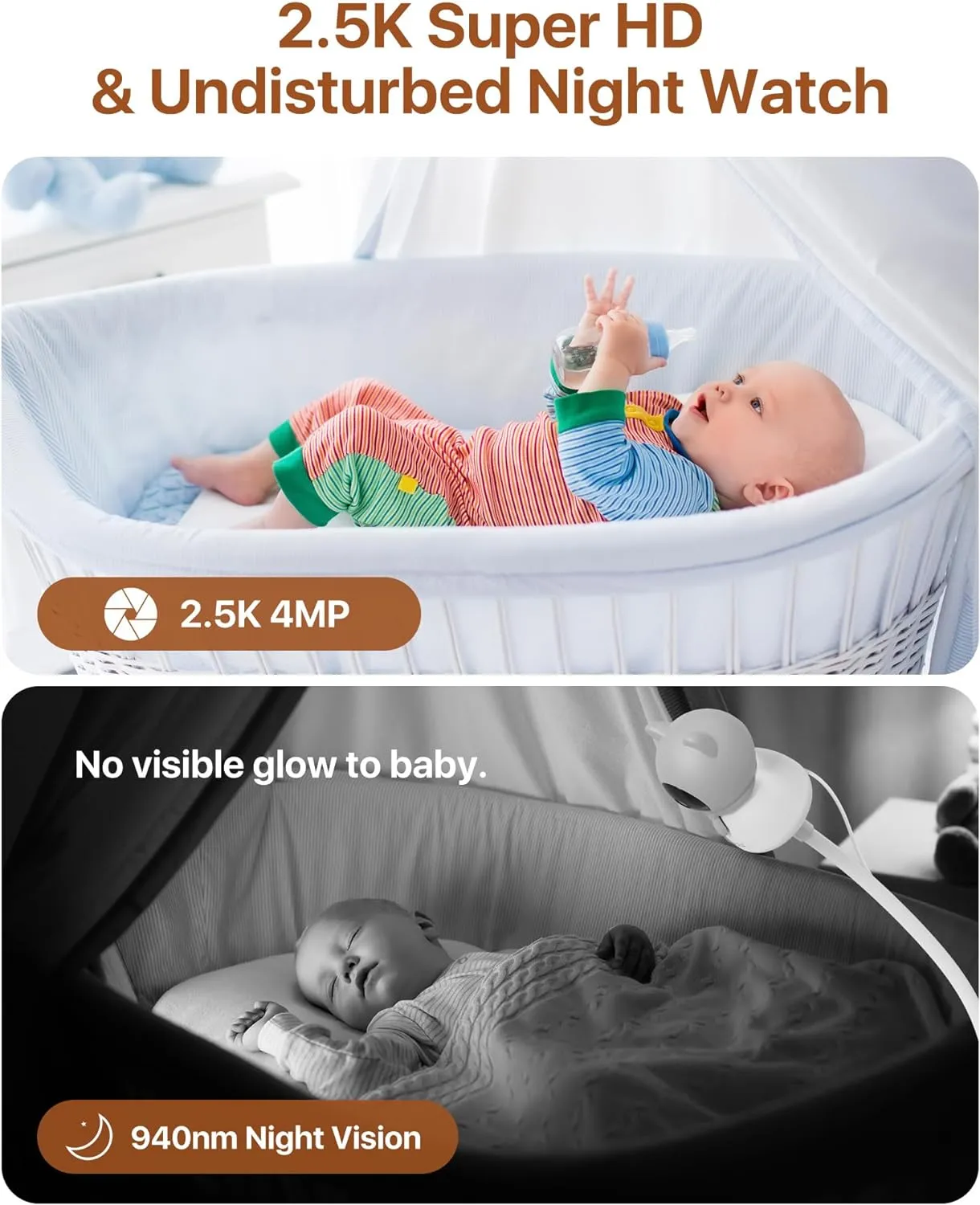 C516 4MP 2.4GHz/5GHz Baby Camera   Face/Sound Detect   Support 256GB Storage
