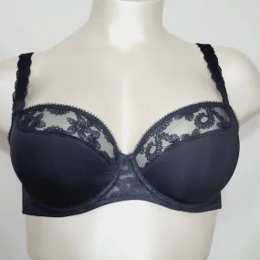 Cacique Lace Illusion Neckline French Full Coverage Underwire Bra 40C Black NWOT