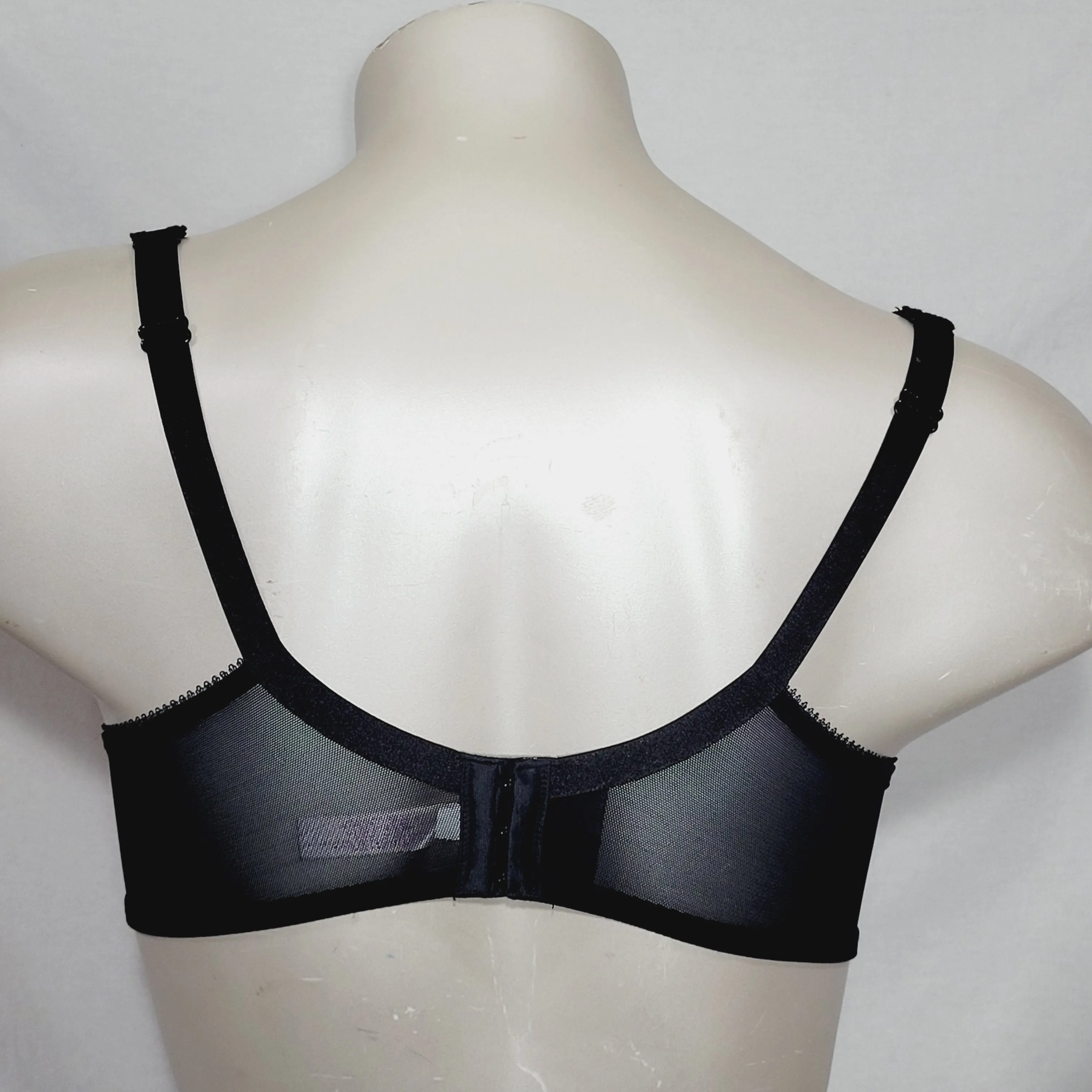 Cacique Lace Illusion Neckline French Full Coverage Underwire Bra 40C Black NWOT