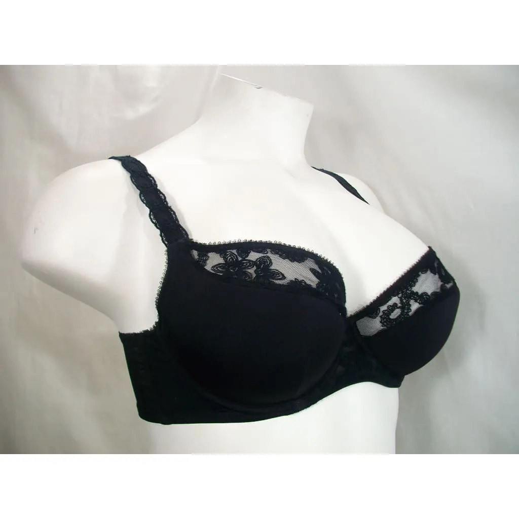 Cacique Lace Illusion Neckline French Full Coverage Underwire Bra 40C Black NWOT