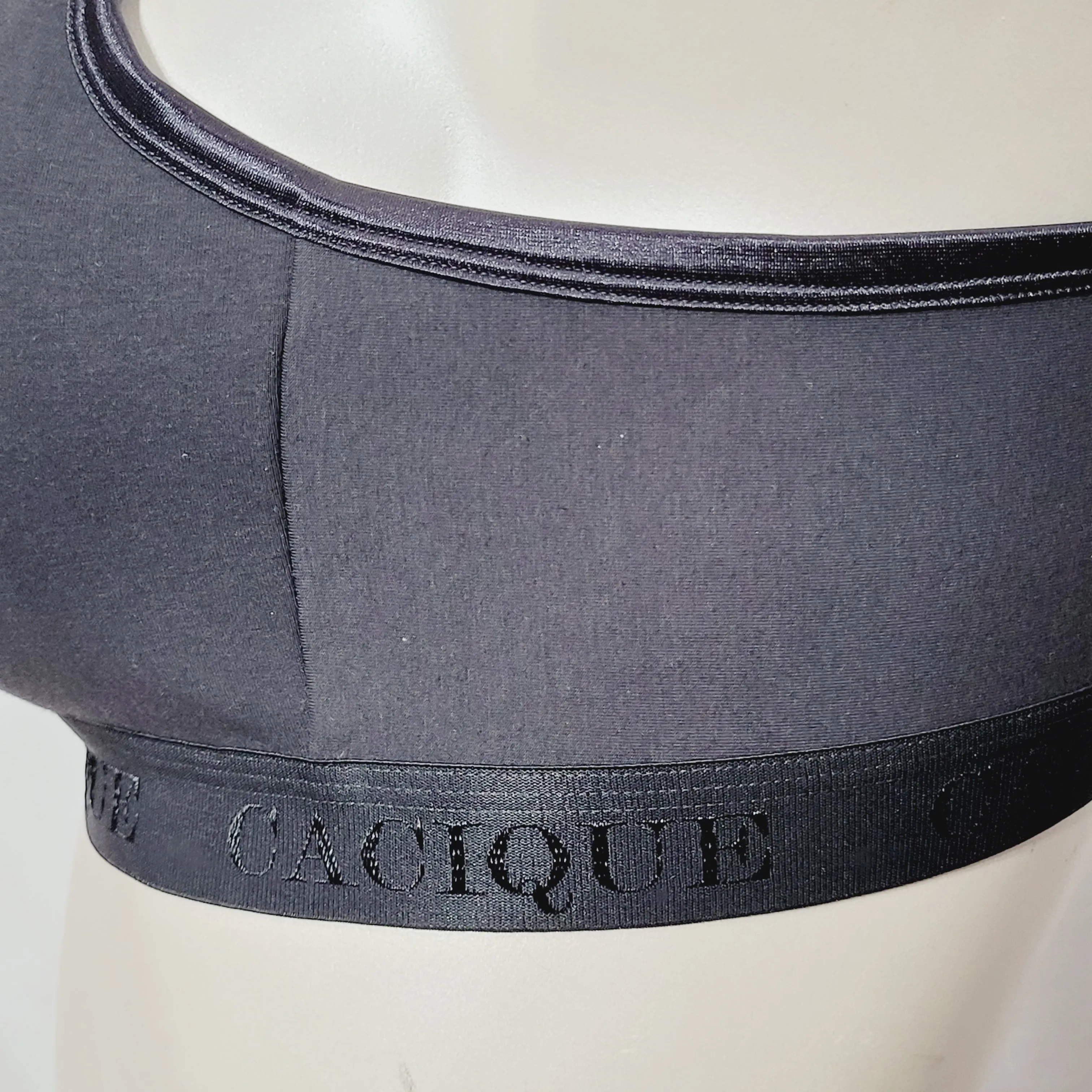 Cacique Sensual Wire Free Cotton Soft Cup Logo Band Bra 40C Black  New withOUT Tags