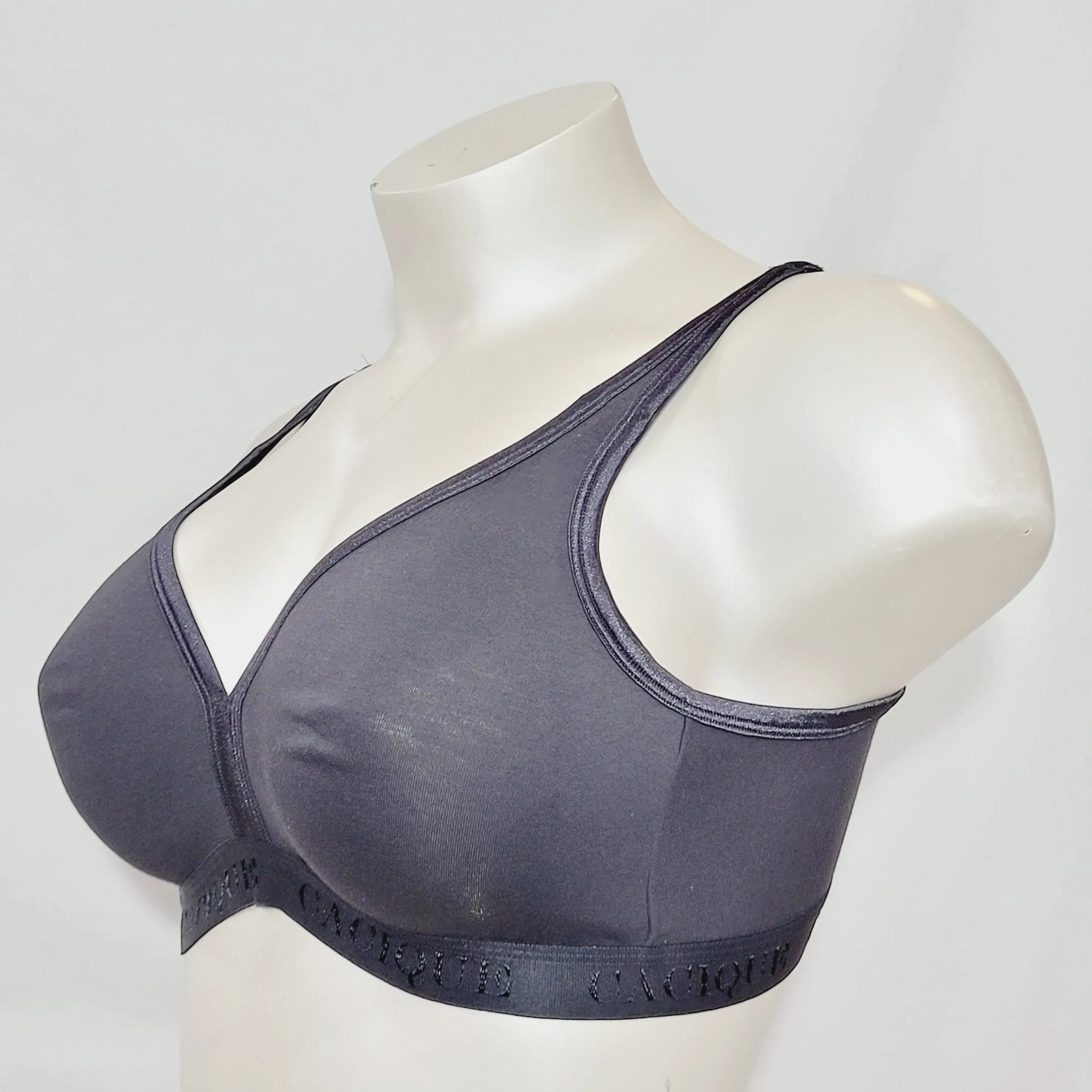 Cacique Sensual Wire Free Cotton Soft Cup Logo Band Bra 40C Black  New withOUT Tags