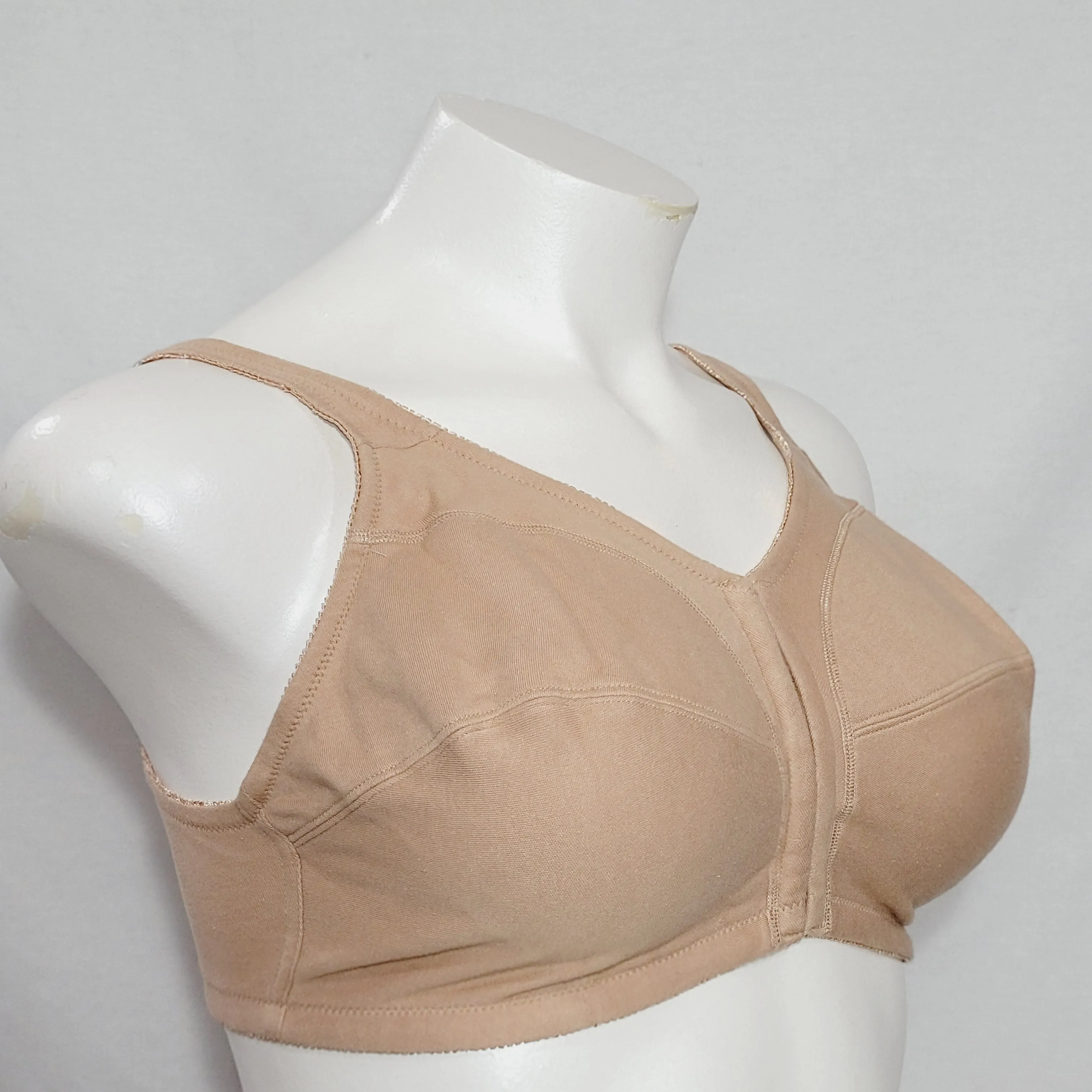 Comfort Choice 27-1111-7 100% Cotton Front Close Wire Free Bra 40DD Nude