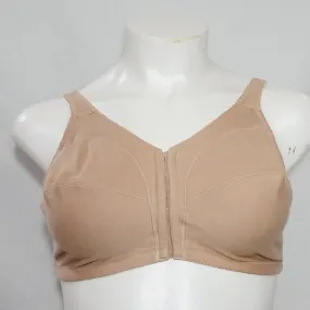 Comfort Choice 27-1111-7 100% Cotton Front Close Wire Free Bra 40DD Nude