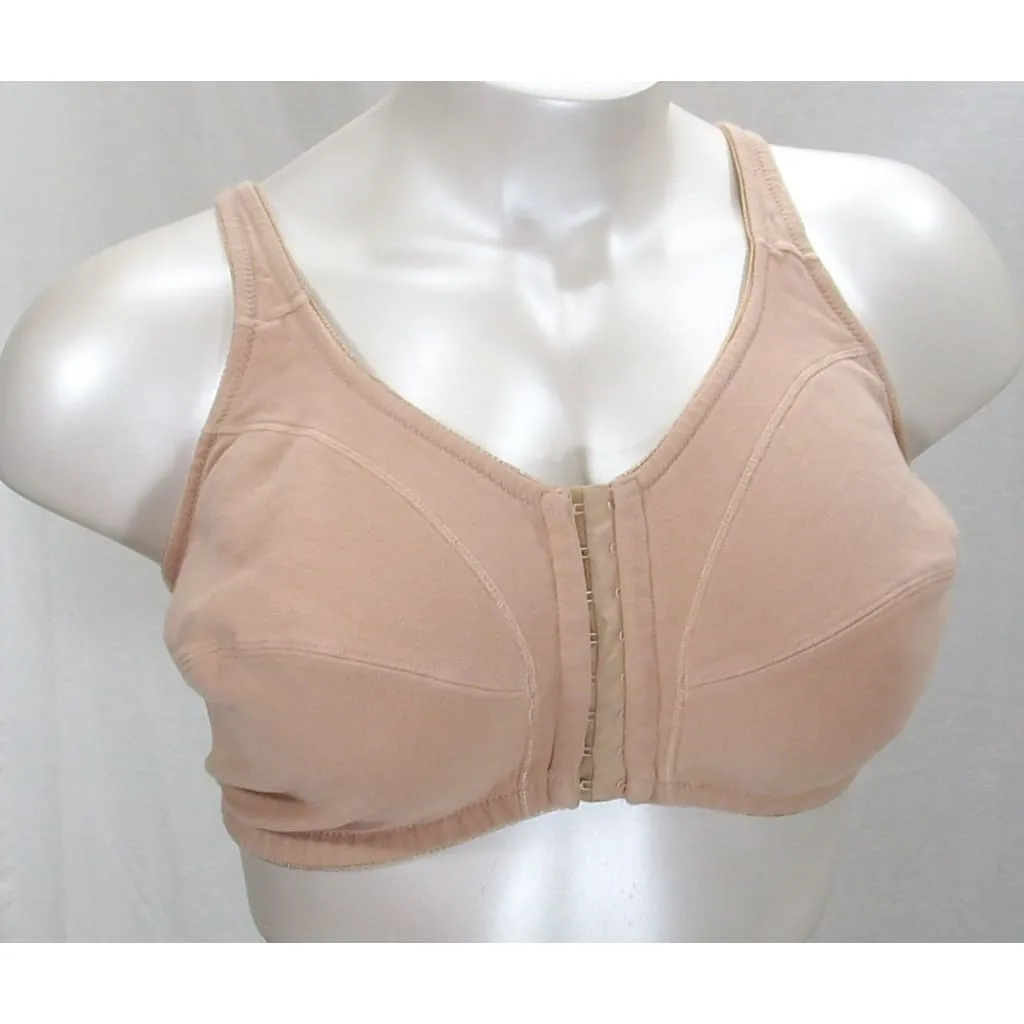 Comfort Choice 27-1111-7 100% Cotton Front Close Wire Free Bra 40DD Nude