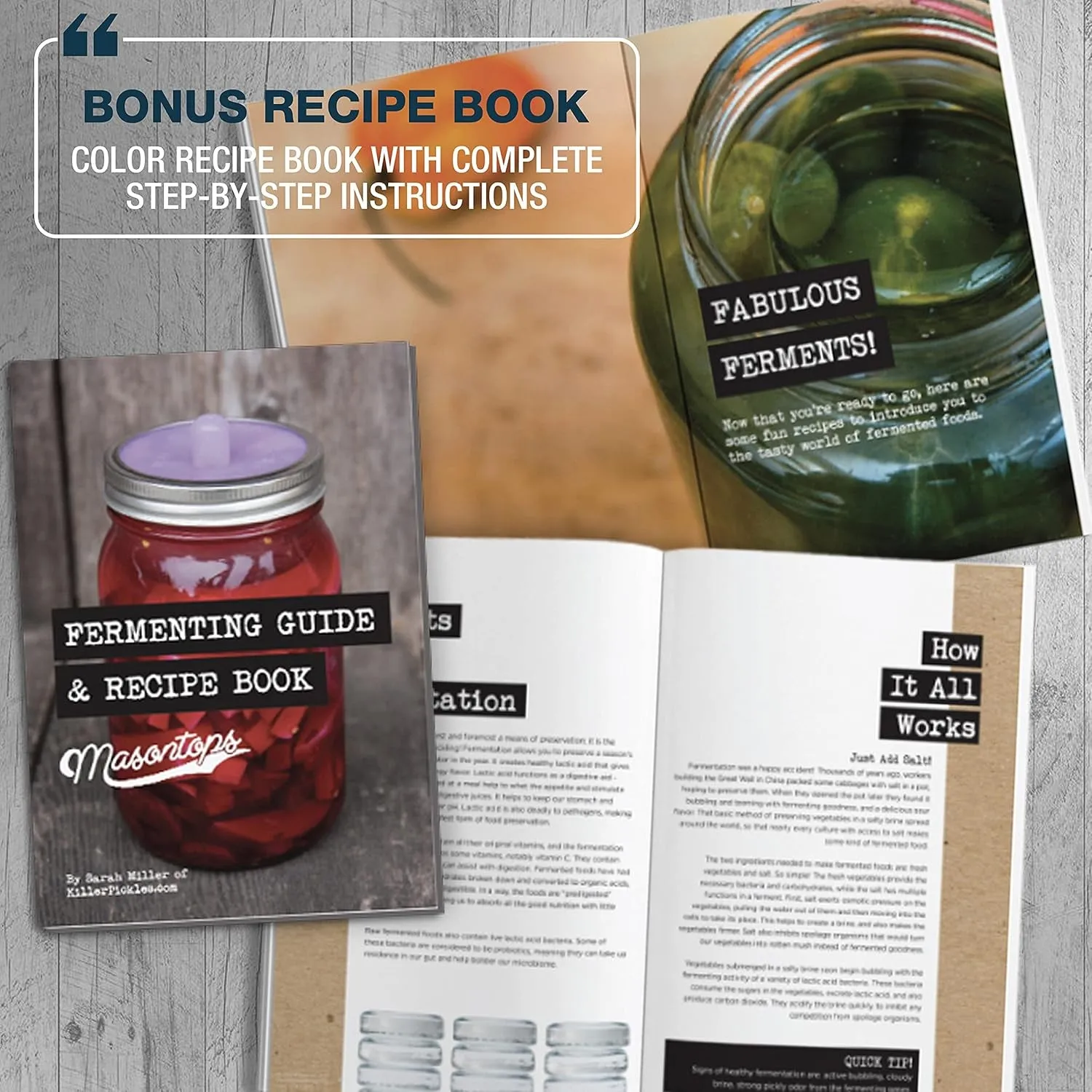 Complete Mason Jar Fermentation Kits - Wide & Reg Bundle Vegetable Fermenting Set - DIY Equipment Essentials