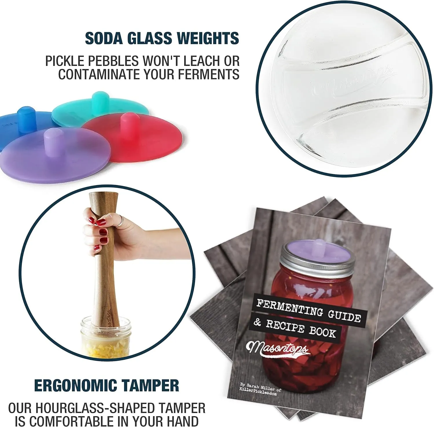 Complete Mason Jar Fermentation Kits - Wide & Reg Bundle Vegetable Fermenting Set - DIY Equipment Essentials