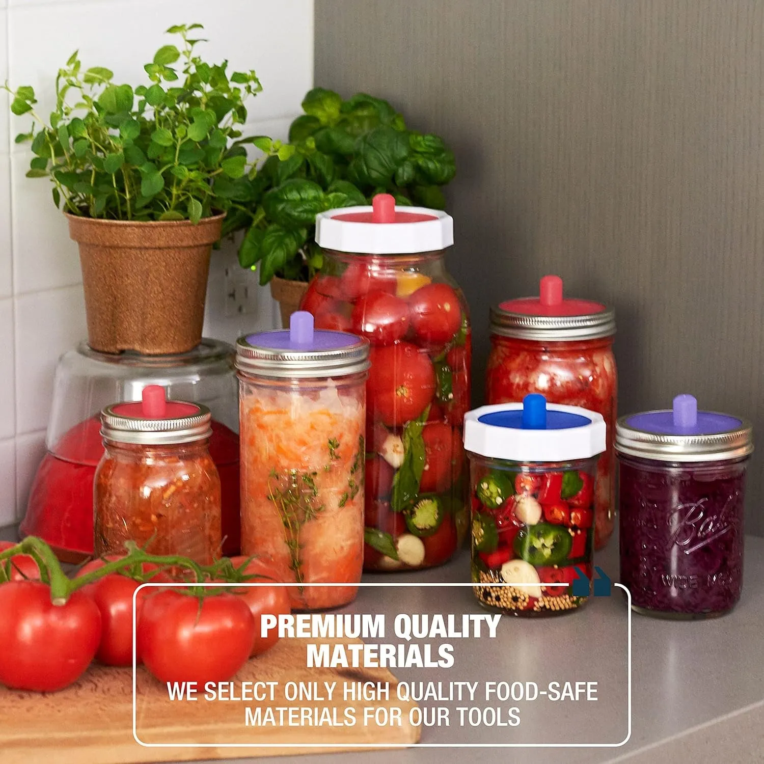 Complete Mason Jar Fermentation Kits - Wide & Reg Bundle Vegetable Fermenting Set - DIY Equipment Essentials
