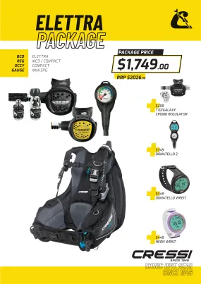 Cressi Elettra Ladies BCD   MC9 Compact Regulator   Octopus   Mini Spg Set - Elettra Package