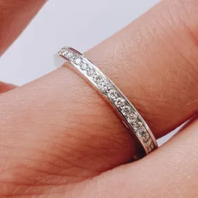 Crown Ring 14K White Gold Full Eternity Wedding Band