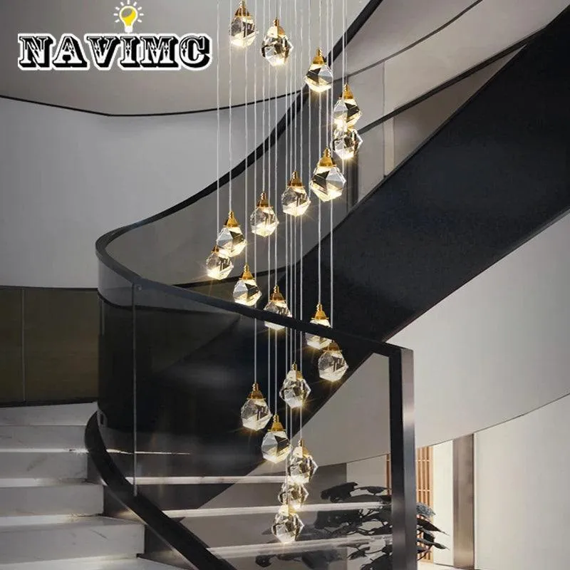 Crystal Stone Staircase Chandelier
