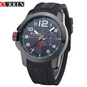 CURREN 8182A Men Sport Military Quartz Watches WoMen's Large Round Dial Analog WristWatch with Silicone Band Relogio Masculino
