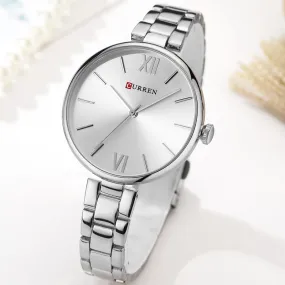 CURREN 9017 Women Watch New Quartz Top Brand Luxury Fashion Wristwatches Ladies Gift Relogio Feminino(silver Silver)